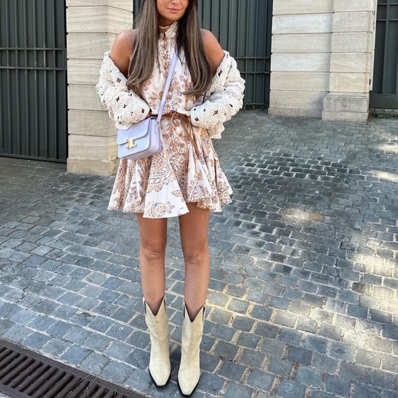 NWT Zara print dress with belt - Picture 2 of 4